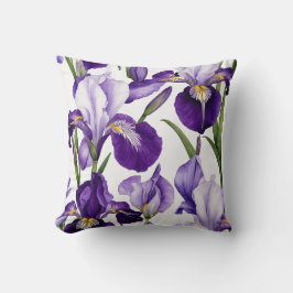 Iris Schwertlilie weiß lila - Aquarell-Design |  Kissen