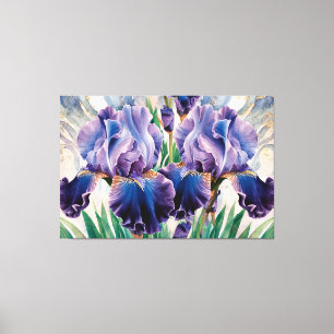 *~* IRIS Schwertlilien Vintage Floral TV2  Leinwan Leinwanddruck