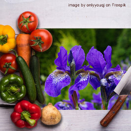 Iris sibirica Blumenfotografie Schneidebrett