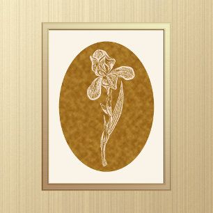 Iris Silhouette Cream auf Tortoiseshell Brown Poster