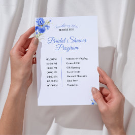 Iris Something Blue Bridal Shower Program Timeline Einladung