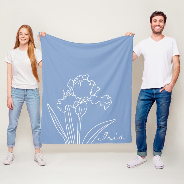 Iris Spring Blume Moderne Blumenskizze Zuhause Fleecedecke (Beispiel)