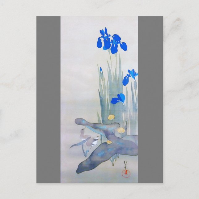 Iris und Bird, Watanabe Seitei Postkarte (Vorderseite)