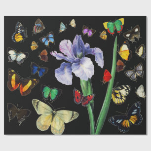 IRIS UNTER DEN FARBEN SCHÜTTERFLIESSEN Schwarze Bl Geschenkpapier