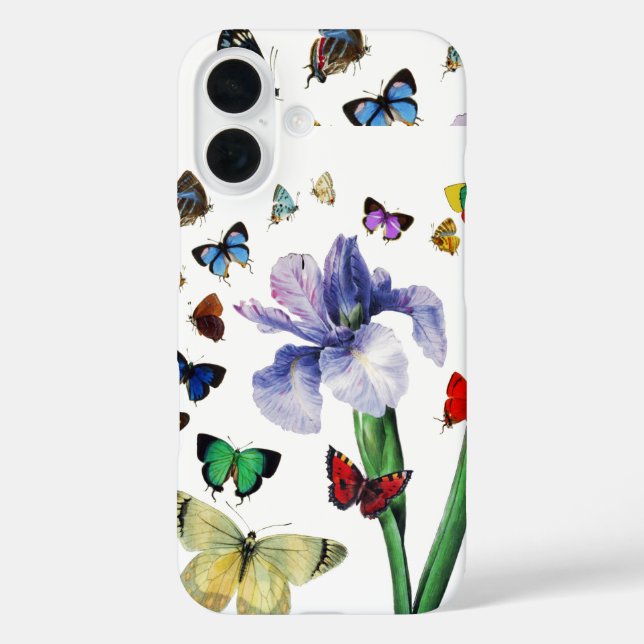 IRIS UNTER DEN FARBSCHÜTTERFLIESSEN Weiße Blüte iPhone 16 Hülle (Rückseite)