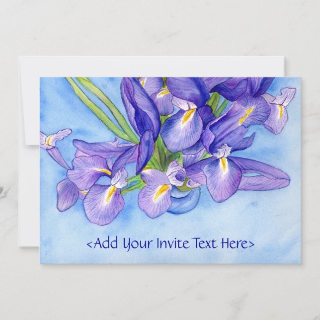 Iris Vase Blume Malerei Einladung (Vorderseite)