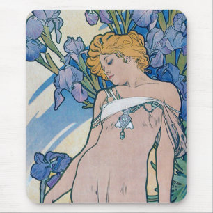 Iris (vier Blume), Alphonse Mucha Mousepad