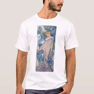 Iris (vier Blume), Alphonse Mucha T-Shirt