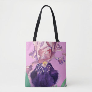 Iris Wasserfarbe Lila Lilac Floral Totbeutel Tasche
