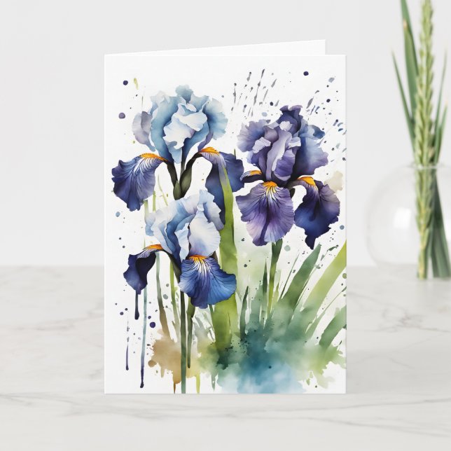 Iris - Watercolor flowers Karte (Vorderseite)