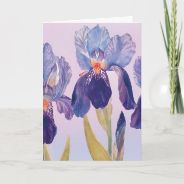 Iris Watercolor Grußkarte mit Umschlag Karte (Vorderseite)