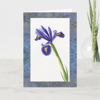 "Iris Watercolor with Morris Design" Karte