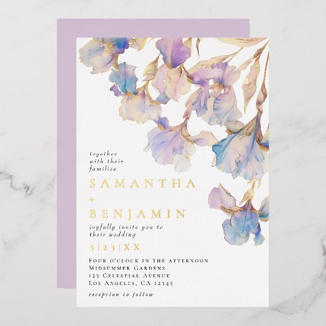 Iris Wedding Folieneinladung (Vorderseite/Rückseite)