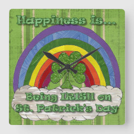 Irisch am St Patrick's Day Quadratische Wanduhr