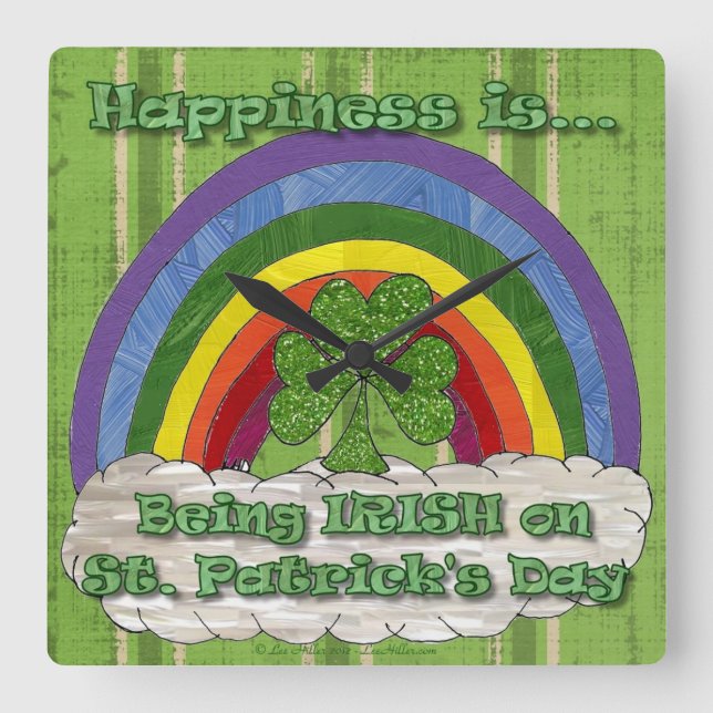 Irisch am St Patrick's Day Quadratische Wanduhr (Vorderseite)