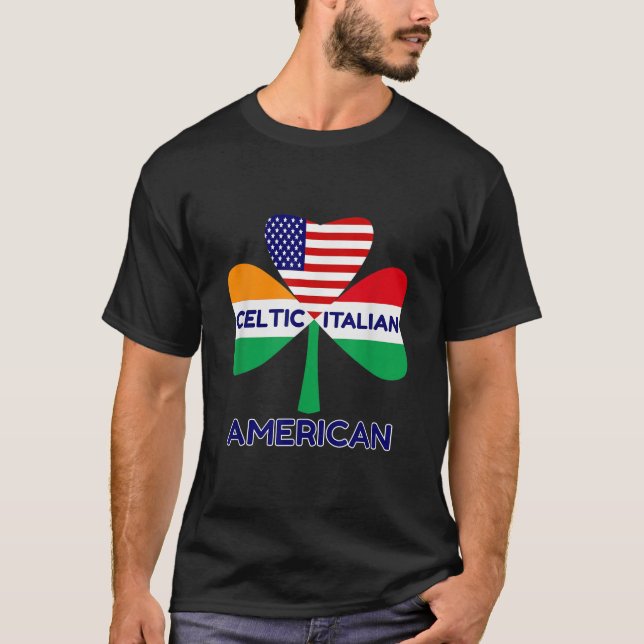 Irisch-amerikanische Flagge und keltisches Kleebla T-Shirt (Vorderseite)