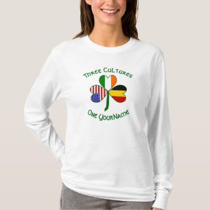Irisch-amerikanisches Kleeblatt-Flag Personalisier T-Shirt