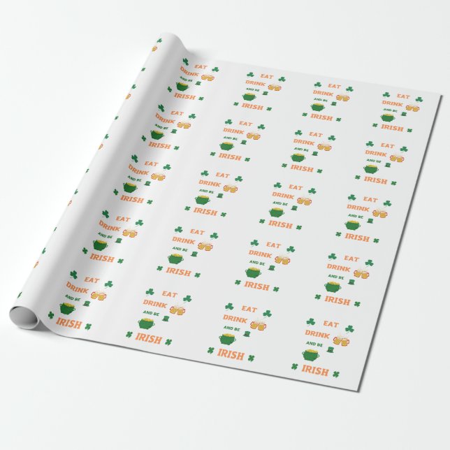 irisch essen und Bier trinken Geschenkpapier (Ungerollt)