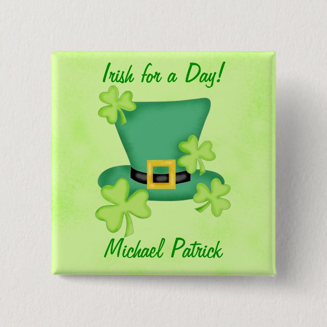 Irisch für ein Day St. Patrick's Name Abzeichen Bu Button (Vorderseite)