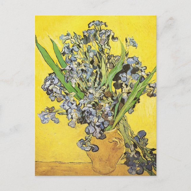Irisch gegen gelben Hintergrund Van Gogh Fine Art Postkarte (Vorderseite)