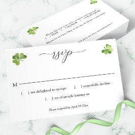 Irisch Hochzeit rsvp Green Kleeblatt Umschließungs Karte
