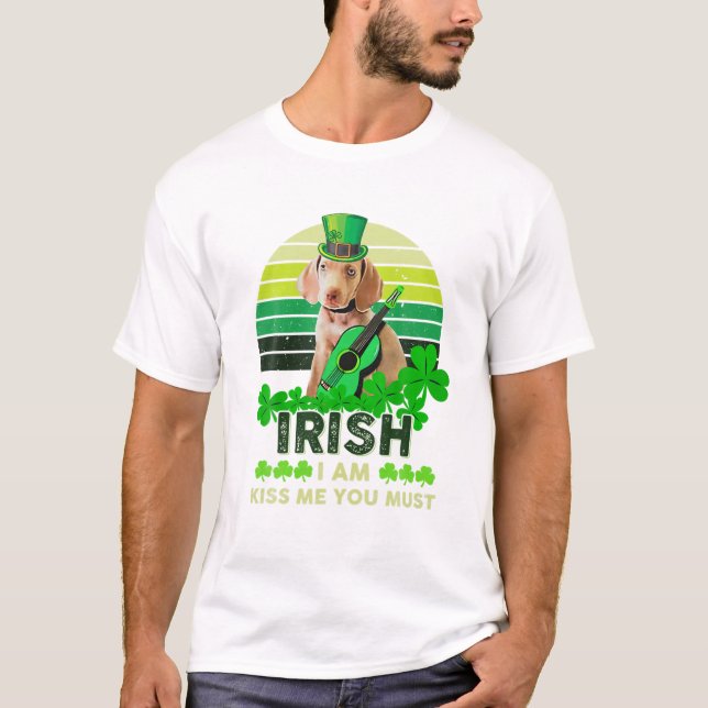 Irisch Ich bin Kiss Me Du Must Funny Ghitar Dackel T-Shirt (Vorderseite)