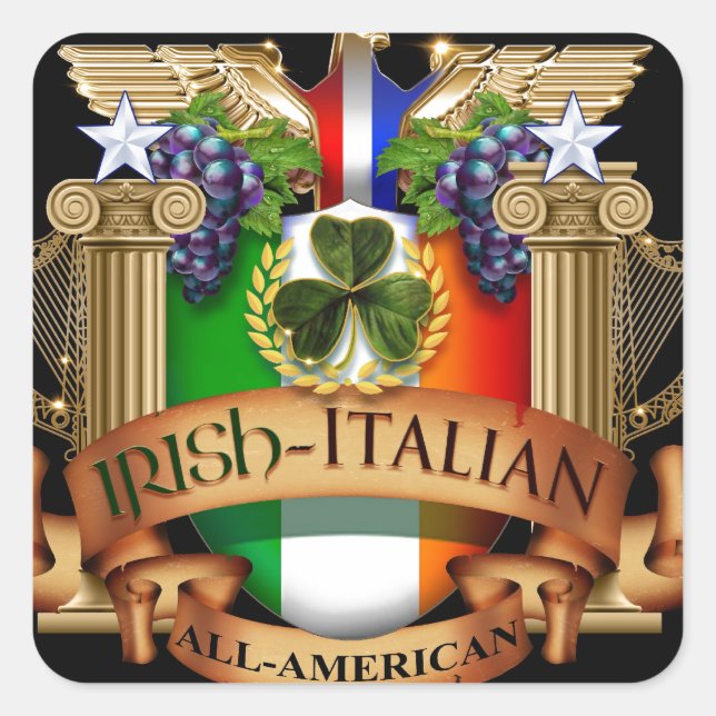 Irisch Italienisch alle Amerikaner Quadratischer Aufkleber (Vorderseite)