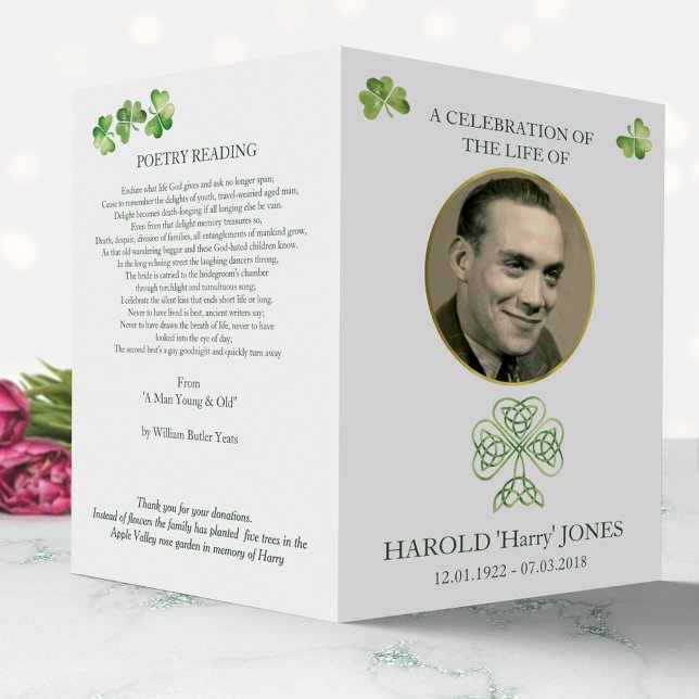 Irisch-katholisches Beerdigungsprogramm, Gedenkfei Flyer (Von Creator hochgeladen)