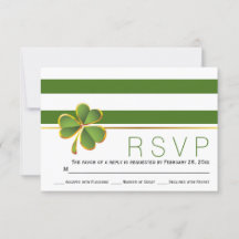 Irisch Klee grün, weiße Streifen Hochzeit RSVP