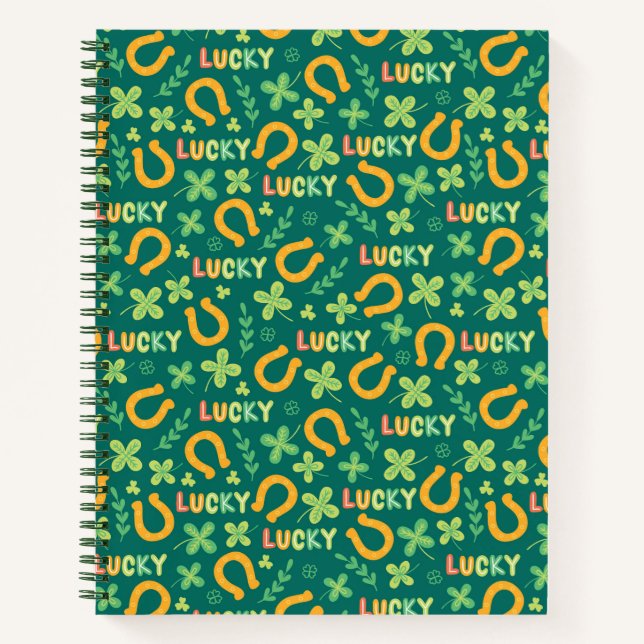 Irisch LUCKY grünes Muster Notizbuch (Vorderseite)