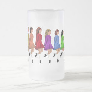 Irisch Step-Tänzer - Regenbogenreihe von Tänzern Mattglas Bierglas