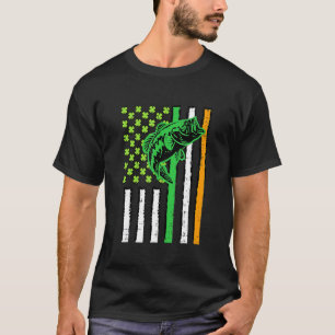 Irisch Us Amerikanische Flagge Angeln Fisch St Pat T-Shirt