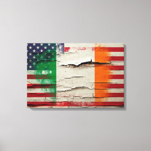 Irische amerikanische Flagge der Knistern-Farben-  Leinwanddruck