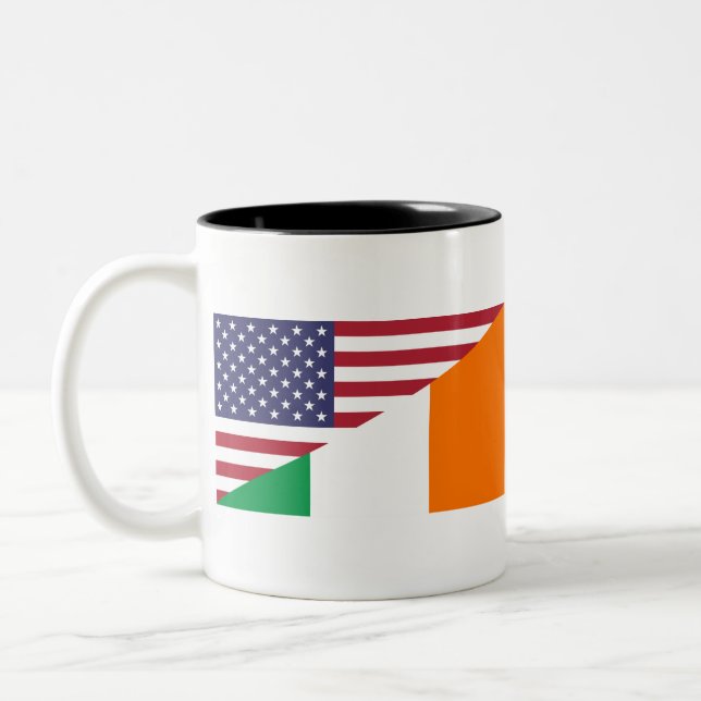 Irische amerikanische Flagge Stolz US Irland Zweifarbige Tasse (Links)
