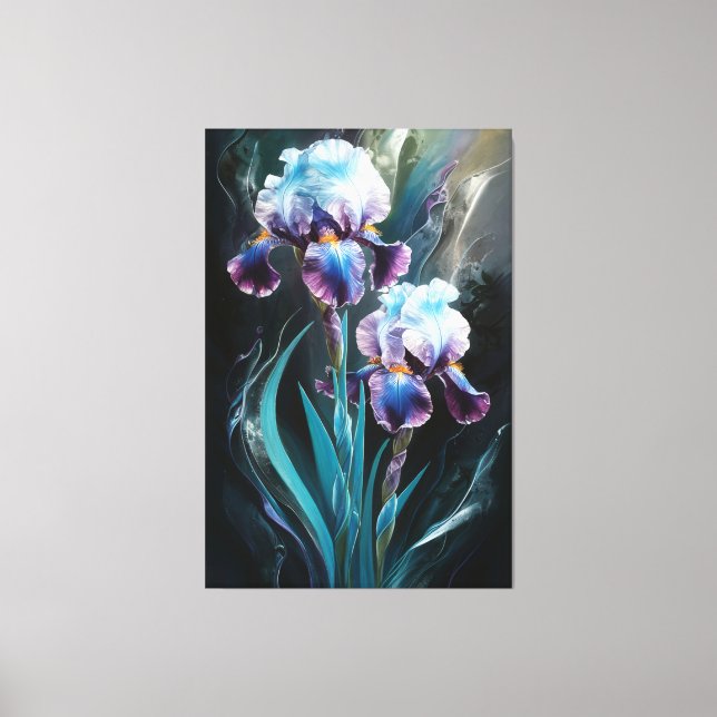 *~* Irische blaue Blume Künstlerisch Iris Malerei  Leinwanddruck (Vorderseite)