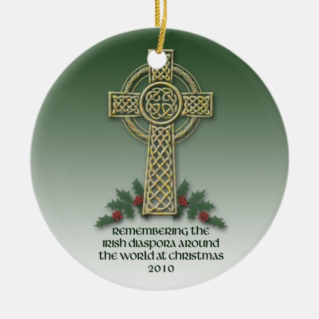 Irische Diaspora-Weihnachtsverzierung Keramikornament (Vorne)