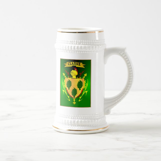 IRISCHE FAMILIE HERALDISCHES SHIELD/CREST CLARKES BIERGLAS (Rechts)