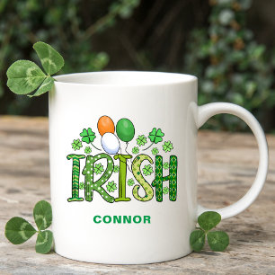 Irische Farben Kleeblatt Optionaler Name St. Patri Kaffeetasse