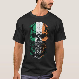 irische Flag-St. Patricks Day "Bearted Skull Head" T-Shirt