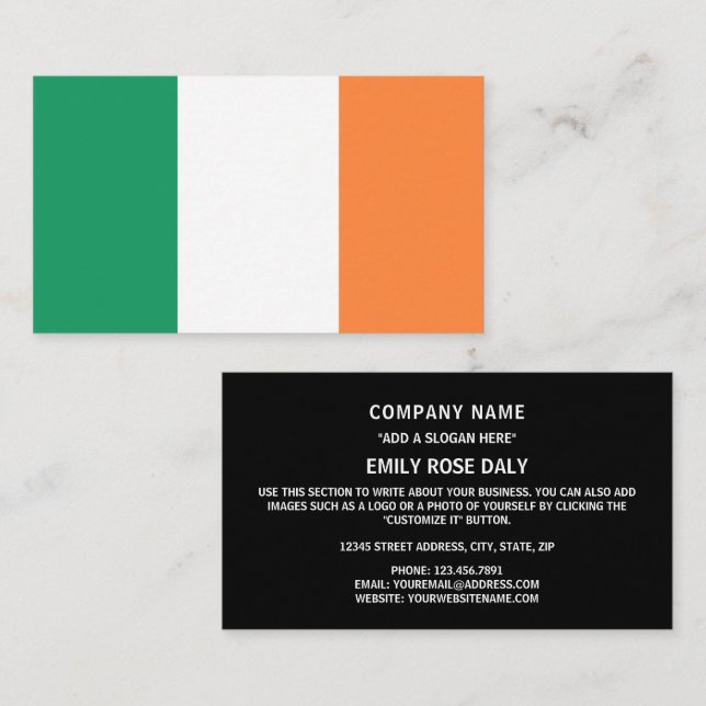 irische Flagge, Flagge der Republik Irland Visitenkarte (Vorne/Hinten)