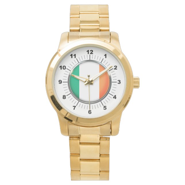 Irische Flagge für Frauen - Oversized Gold Bracele Armbanduhr (Vorderseite)