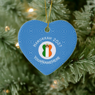 Irische Flagge Hanukkah Engel Name Jahr Herz Keramik Ornament