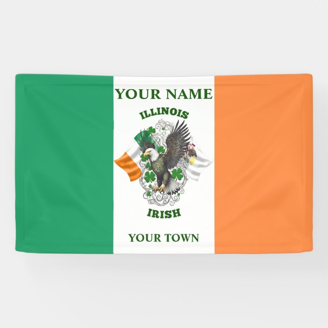 Irische Flagge - Illinois irisch Banner (Horizontal)