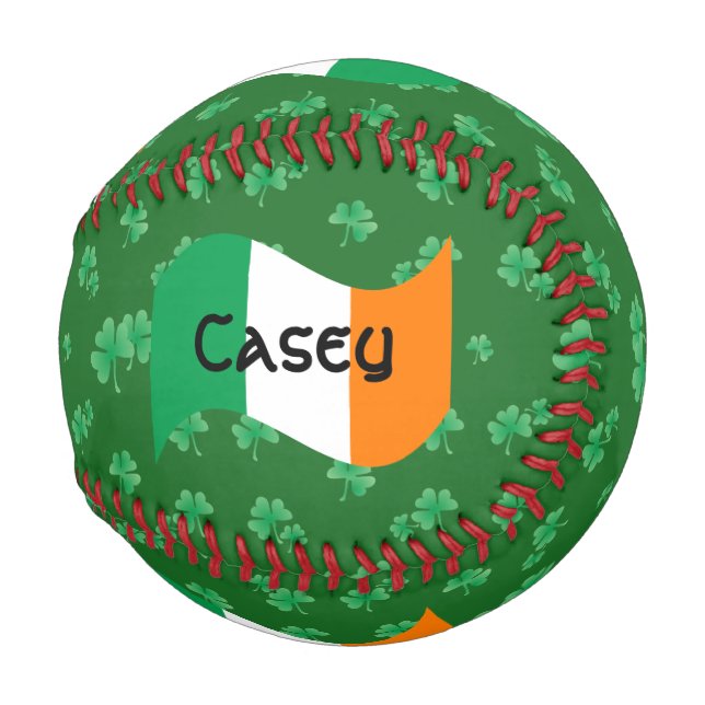 Irische Flagge mit Personalisierten Kleeblättern Baseball (Rückseite Links)
