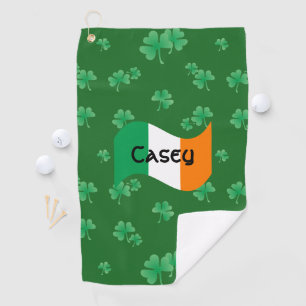 Irische Flagge mit Shamrocks personalisiert Golfhandtuch