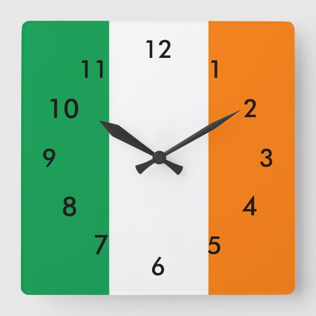 Irische Flagge Quadratische Wanduhr (Vorderseite)