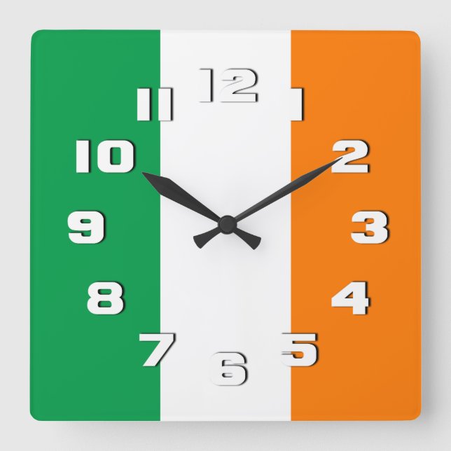irische Flagge Quadratische Wanduhr (Vorderseite)