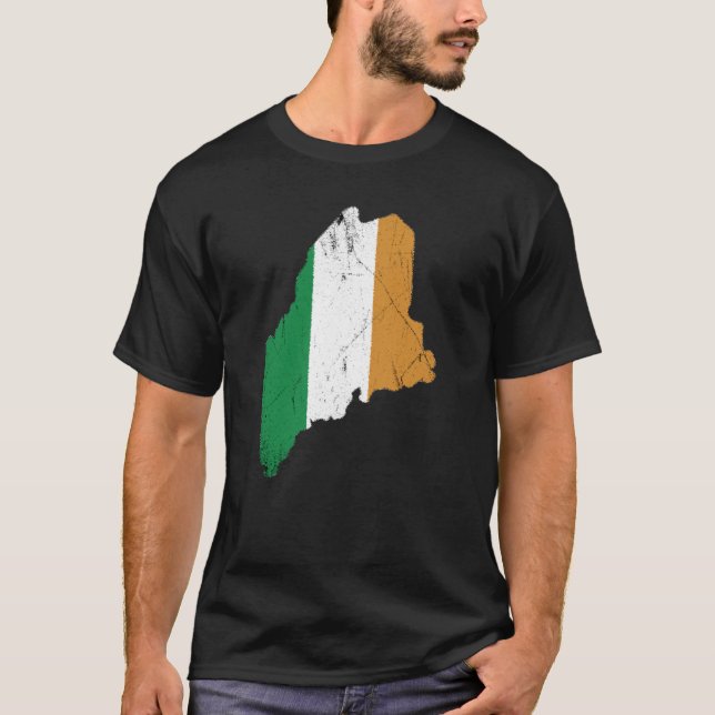 Irische Flagge über Maine T-Shirt (Vorderseite)