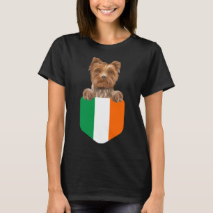 Irische Flagge Yorkshire Terrier Dog in Pocket T-Shirt