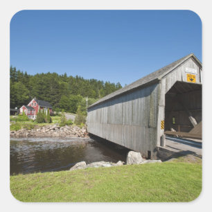 Irische Flussbrücke mit Dach, St. Martins, New Quadratischer Aufkleber
